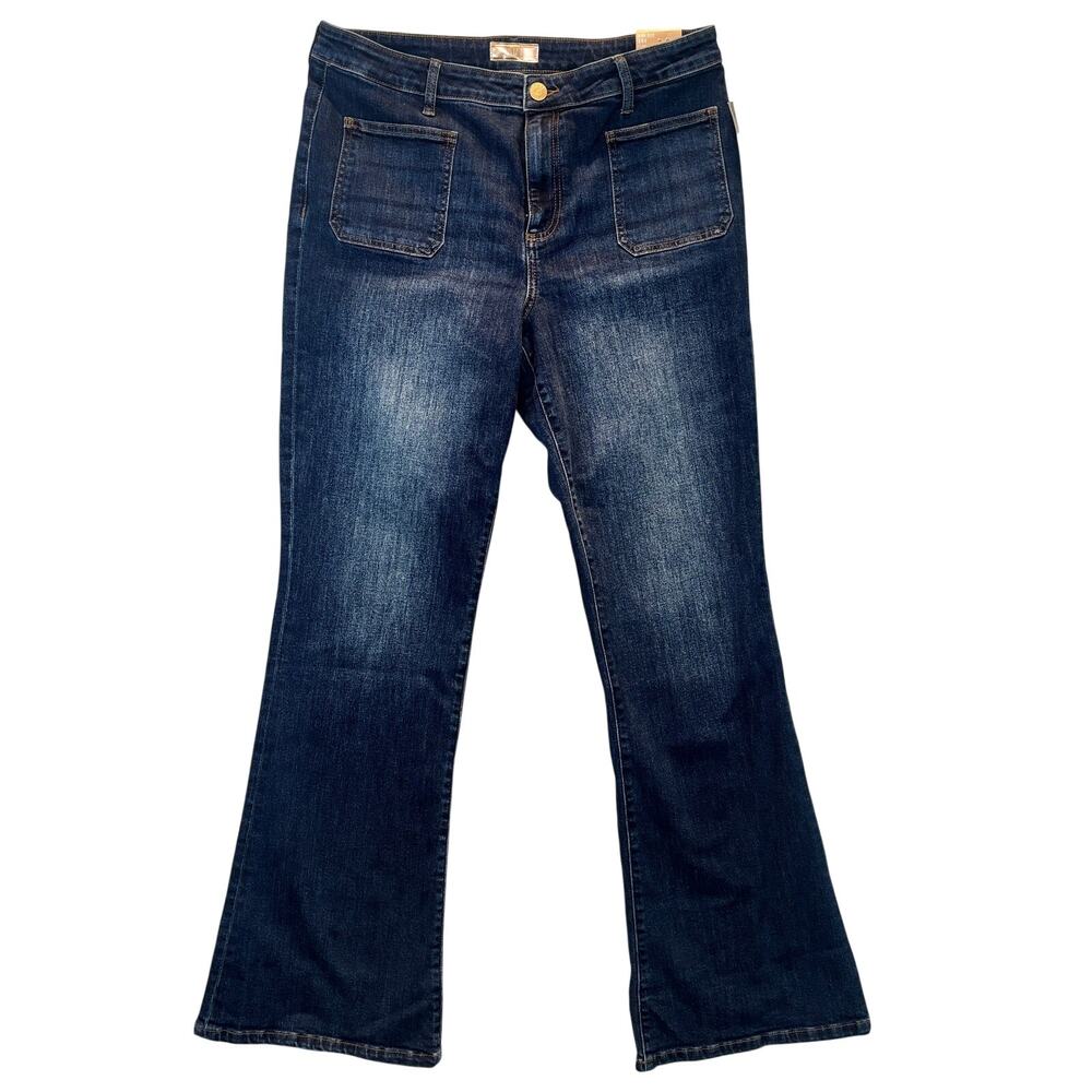 KUT From The Kloth Jeans Womens 16 Blue Ana High Rise Flare Denim Stretch NWT